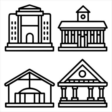 Bina vektör simgesi ana hatları belirlendi, arkaplan yok