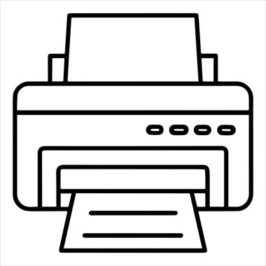 Yazıcı makine simgesi vektör çizgisi, arkaplan yok