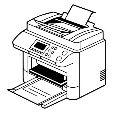 Yazıcı makine simgesi vektör çizgisi, arkaplan yok