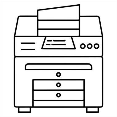 Yazıcı makine simgesi vektör çizgisi, arkaplan yok
