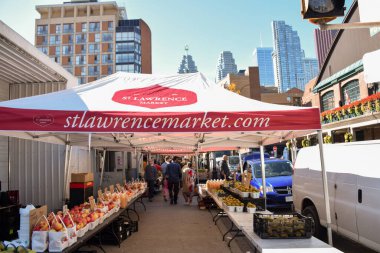 Fresh produce at outdoor area of St Lawrence market downtown Toronto on October 5 2024 clipart