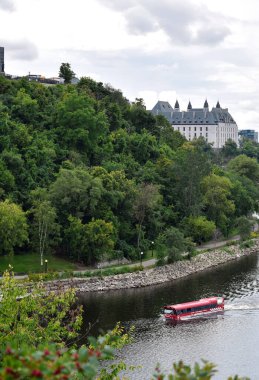 September 2, 2019 - Ottawa, Ontario, Canada: View of Lady Dive Tours Amphibus on Ottawa river clipart