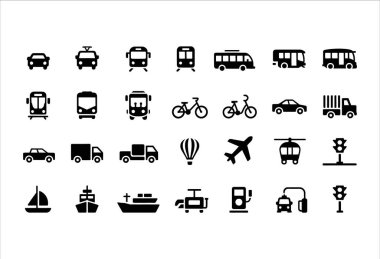  Ulaşım Kipi Simgeleri Dünya Çevresinde Çeşitli Yöntemleri Temsil eden Çeşitli Araçlar ve Seyahat Sembolleri