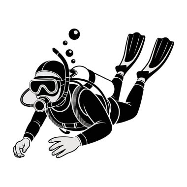 Tüplü dalış vektör grafik çizimi