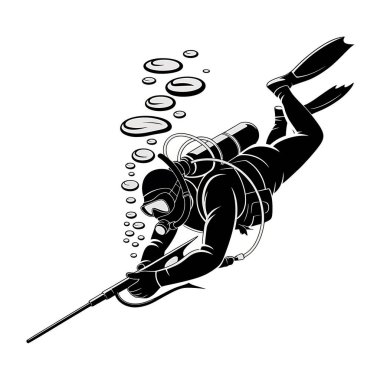 Tüplü dalış vektör grafik çizimi