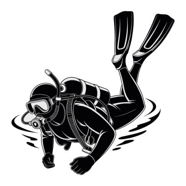 Tüplü dalış vektör grafik çizimi