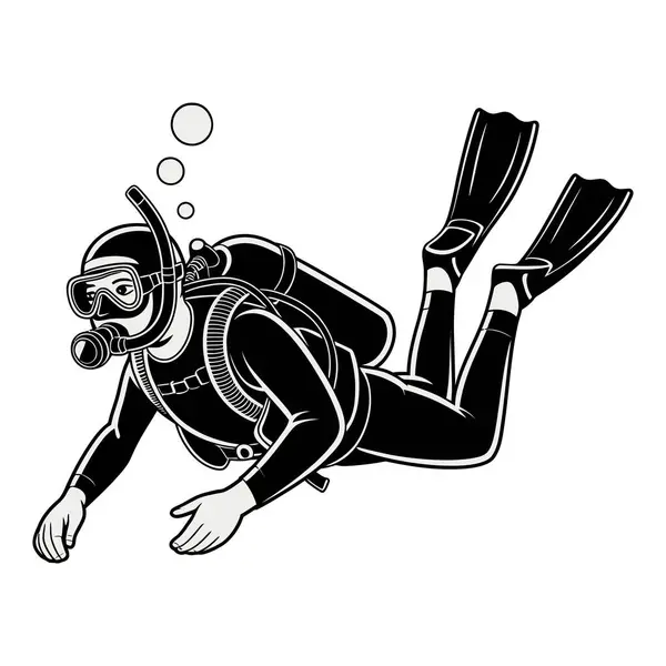 Tüplü dalış vektör grafik çizimi