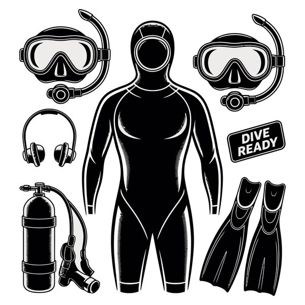 Scuba diving vector graphic illustration