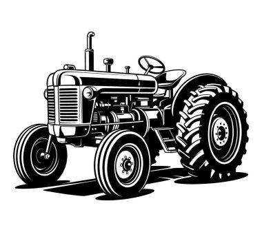 El çizimi traktör silueti çizimi