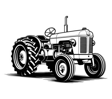 El çizimi traktör silueti çizimi