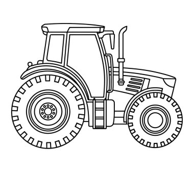 El çizimi traktör silueti çizimi