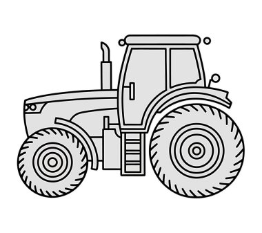 El çizimi traktör silueti çizimi