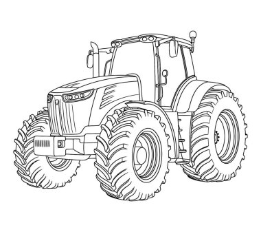 El çizimi traktör silueti çizimi