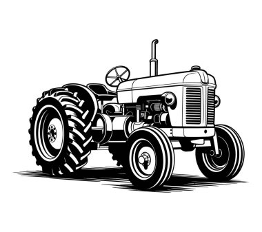 El çizimi traktör silueti çizimi