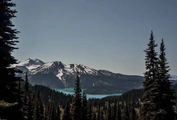 Göz kamaştırıcı bir alp manzarası. Karla kaplı dağlar. Canlı turkuaz bir göle bakıyor. Bu sakin manzara engebeli tepelerin ve kristal berrak suların uyumunu sergiliyor..