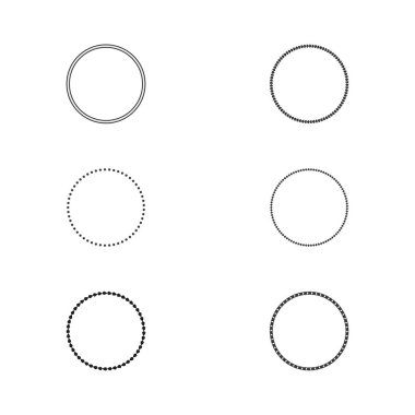 Dairesel çerçeve vektörü. Noktalı daire şekilleri. İnce bir taslak. Geometrik sınır sembolü. EPS 10.