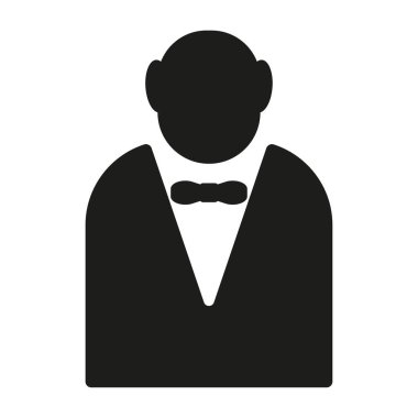 Garson ikonu. Profesyonel papyon figürü. Personel servis sembolü. Vektör konukseverliği. EPS 10.