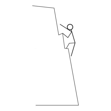 Tırmanıcı vektör sembolü. Soyut dağcı. Minimalist siyah tasarım. Ekstrem spor ikonu. EPS 10.