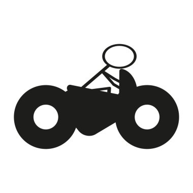 Basit siyah bir siluette motosiklet süren bir çöp adam. EPS 10.