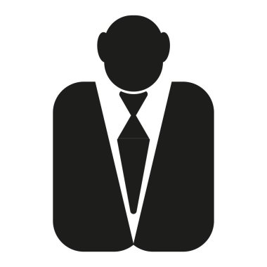 İş adamı silueti simgesi. Profesyonel lider sembolü. Kurumsal vektör tasarımı. Resmi takım elbise çizimi. EPS 10.