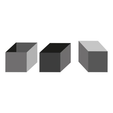 Gri kübik kuleler. Üç boyutlu izometrik bloklar. Optik illüzyon sanatı. Soyut geometrik şekiller. EPS 10.