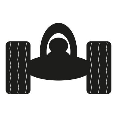 Yarış arabası ikonu. Formül siluet vektörü. Siyah lastik detayları. Spor yarışma aracı. EPS 10.
