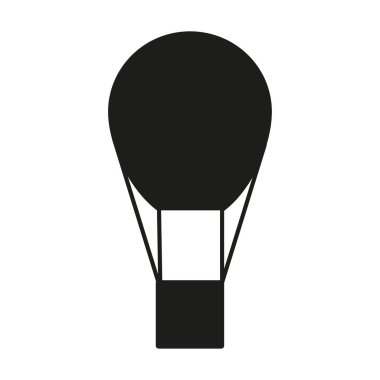Sıcak hava balonu. Minimalist uçuş ikonu. Siyah yüzen siluet. Vektör çizimi. EPS 10.