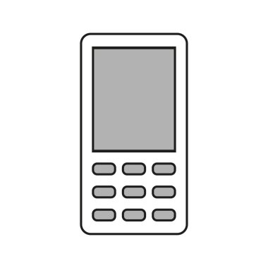 Retro cep telefonu. Klasik tuş takımı cihazı. Eski moda hücre ikonu. Minimalist vektör tasarımı. EPS 10.