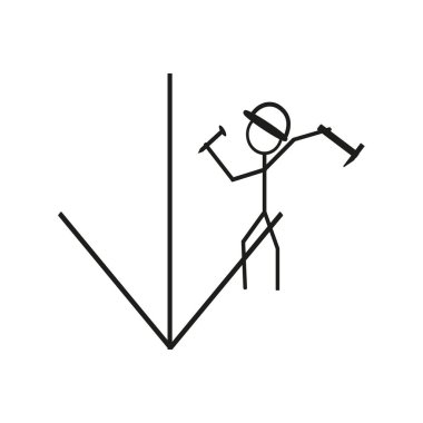 Bir işçi duvara çivi çakıyor. EPS 10.