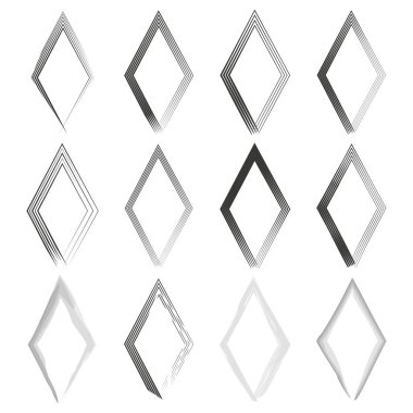 Rhombus şekil simgesi. Katmanlı elmas sembolü. Optik illüzyon vektörü. Kalın çizgili görüntü. EPS 10.