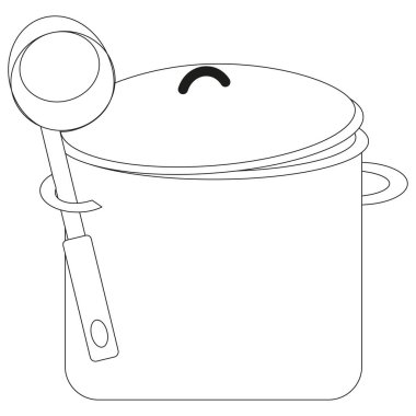 Büyük bir esrar imgesi. Kapağı kapalıydı. Kepçeyi tak. Basit bir mutfak çizimi. EPS 10