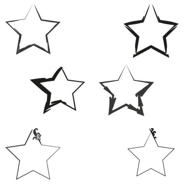 Yıldız çerçeve simgesi. Sivri kenarlı şekil. Vektör kontur sembolü. Geometrik dekoratif taslak. EPS 10.