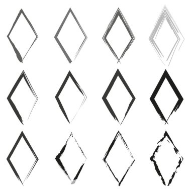 Elmas çerçeveli ikon. Tek renkli kenar şekli. İnce hatlı bir rakam. Vektör dekoratif sembol. EPS 10.