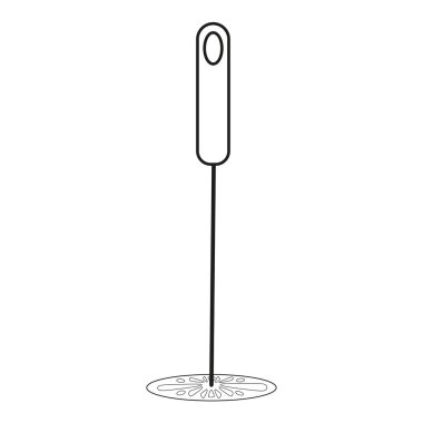 Minimalist mutfak aleti. Uzun saplı siluet. Yuvarlak ezilmiş taban. Siyah beyaz taslak. EPS 10