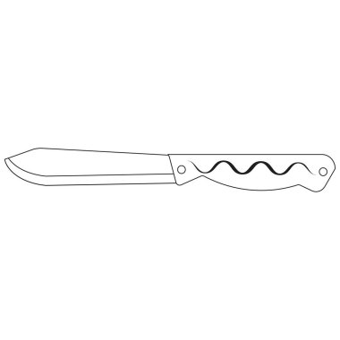 Keskin mutfak bıçağı. Sapı pürüzsüz. Temiz siyah taslak. Basit gerçekçi bir tarz. EPS 10