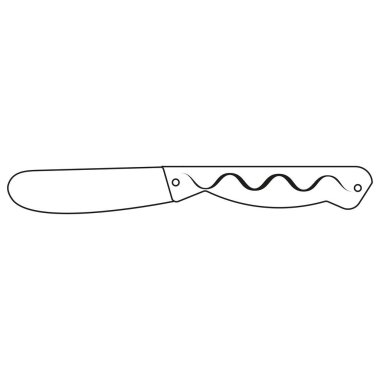 Kısa namlulu bıçak. Sıkıcı bir ipucu. Kalın dalgalı saplı. Çocuk dostu alet. EPS 10