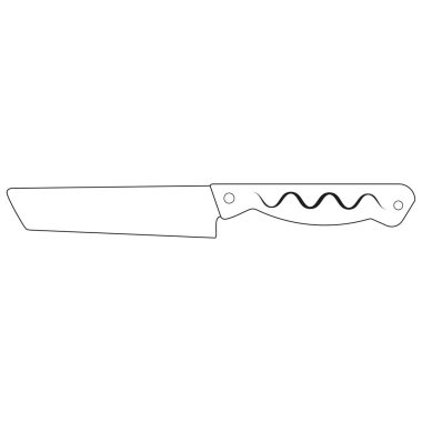 Düz, kalın bıçak. Kalın ergonomik saplı. Profesyonel mutfak aleti. Siyah çizim. EPS 10