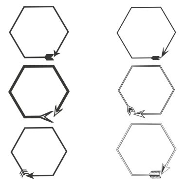 Altıgen çerçeve simgesi. Boncuklu sınır şekli. Taslak şekilli bir figür. Vektör geometrik stil. EPS 10.