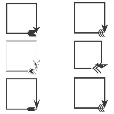 Kare kare ok. Kenarlık vektör simgesi. Köşe işaretçisi şekli. Siyah ve beyaz. EPS 10.