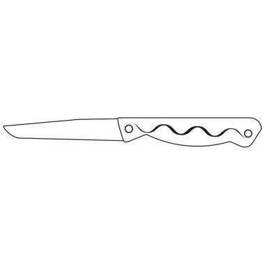 Küçük uçlu bıçak. Kıvrımlı küçük kol. Siyah taslak çizimi. Ev yapımı mutfak malzemesi. EPS 10