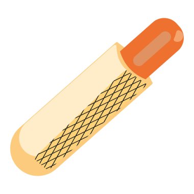 Waffle abur cubur ikonu. Turuncu üst şekil. Vektör tatlı formu. Tatlı gevrek rulo. EPS 10.