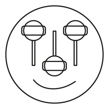 Gülen lolipop. Mutlu şeker surat. Güzel gülümseme sembolü. Vektör neşeli ikon. EPS 10.