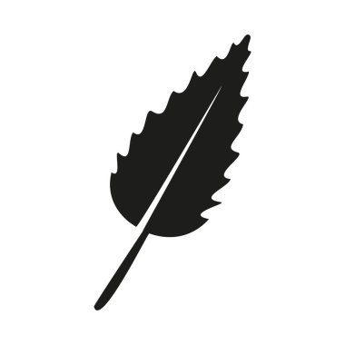 Botanik yaprak silueti. Çentikli bitki şekli. Doğa öğesi simgesi. Vektör yeşillik sembolü. EPS 10.