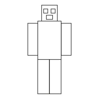 Robot simgesi. Kare makine gövdesi. Vektör teknik şekli. Basit özet karakteri. EPS 10.