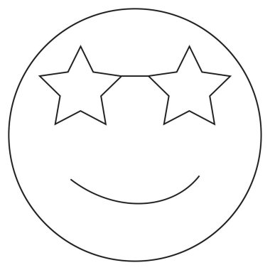 Güleç vektör simgesi. Yıldız gözü sembolü. Mutlu yüz ifadesi. Basit beyaz arka plan. EPS 10.