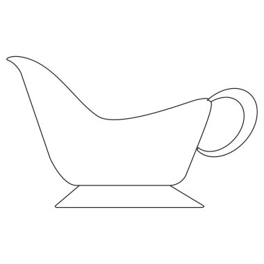 Et suyu ikonu. Soslu servis tabağı. Zarif mutfak eşyaları taslağı. Vektör gereç elemanı. EPS 10.