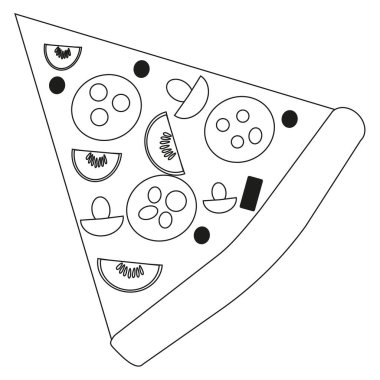 Pizza dilimi ikonu. Üçgen parça vektörü. En üst detaylar şekilli. Özet gıda sembolü. EPS 10.