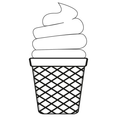 Yumuşak servis simgesi. Waffle koni vektörü. Girdap dondurması. Tatlı külahı şekli. EPS 10.