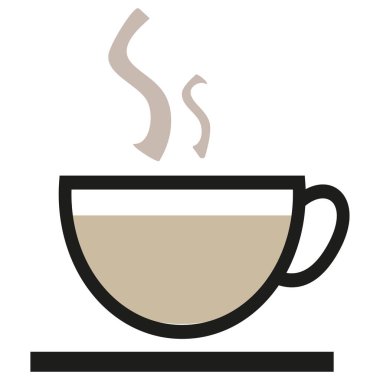 Sıcak içecek ikonu. Kahve fincanı vektörü. Dumanı tüten kupa şekli. Sıcak içecek sembolü. EPS 10.