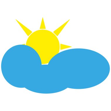 Hava durumu simgesi. Güneş bulutu sembolü. Mavi gökyüzü çizimi. Vektör görüntüsü. EPS 10.